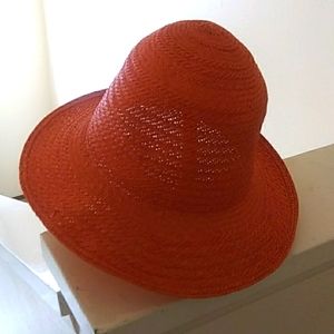 Vintage Toucan orange straw hat